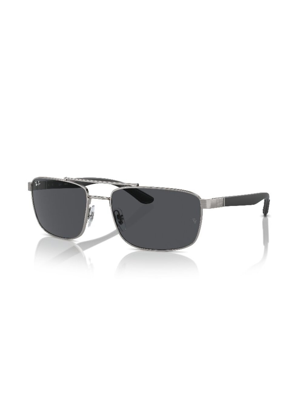 New Ray-Ban Unisex Sunglasses Silver Square Grey Lens Metal Frame Ray Ban RB3737